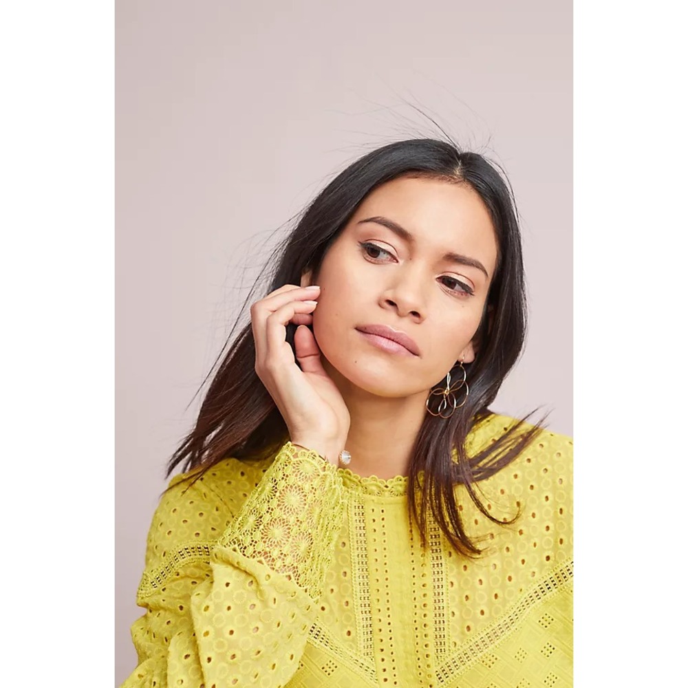 Anthropologie‎ James Coviello Burnham Lace Top Women's Size XS Gold Yellow - Picture 2 of 12